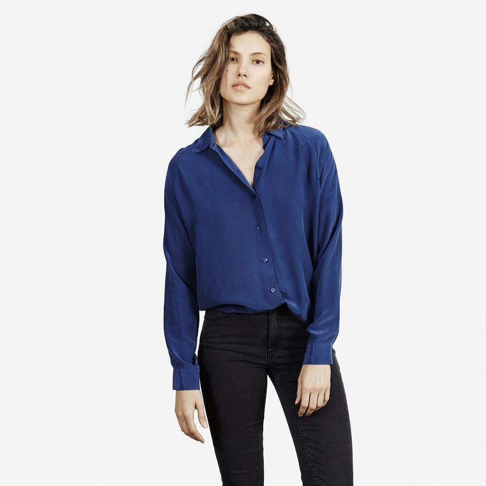 Everlane The Silk Point Collar Blue Base - Size XS
